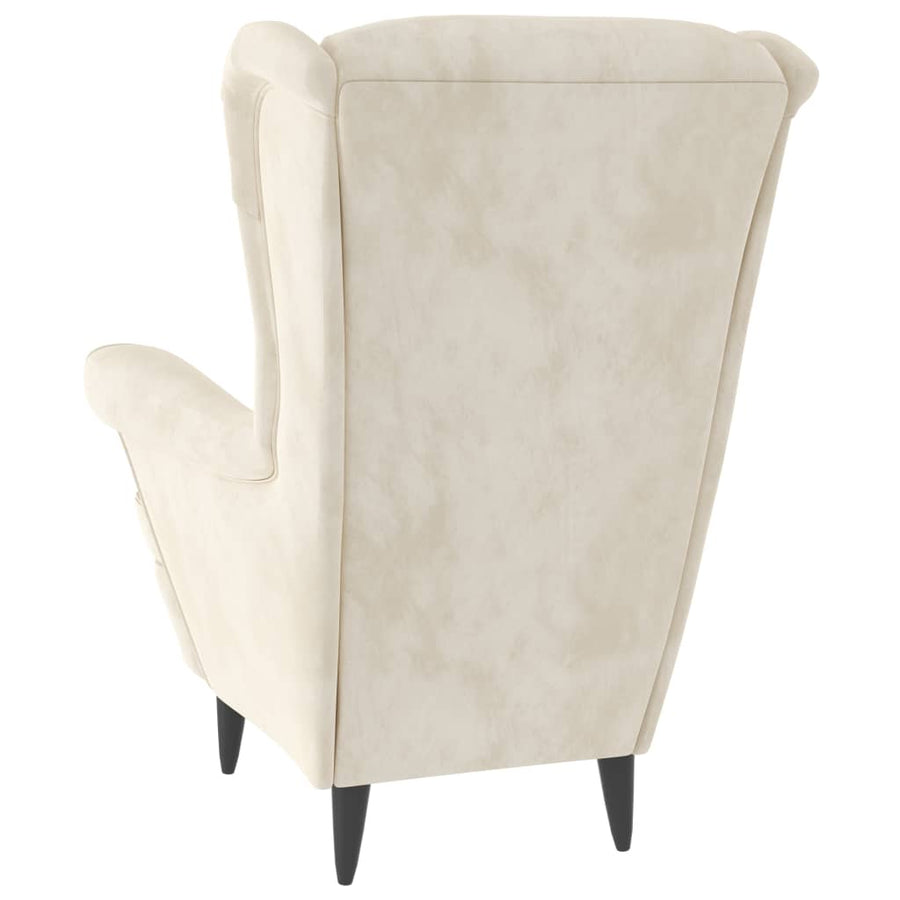 Fauteuil Fluweel Wit Crème Zonder voetensteun