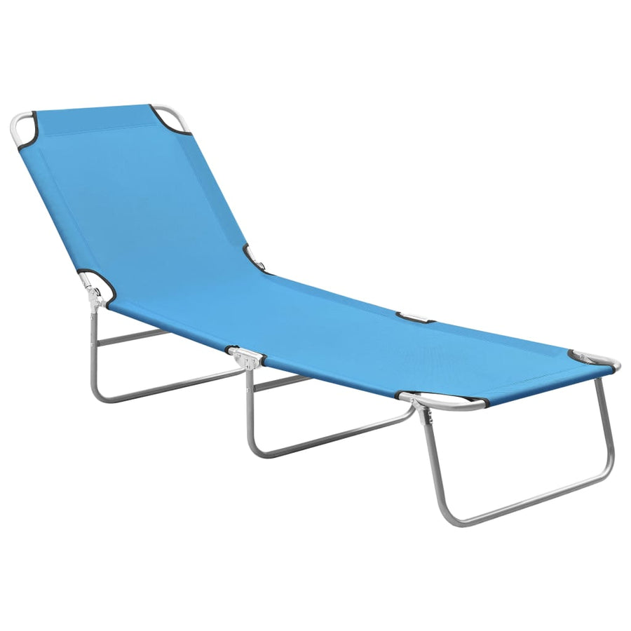 Ligbed Inklapbaar Staal En Stof Turquoiseblauw turquoise blue