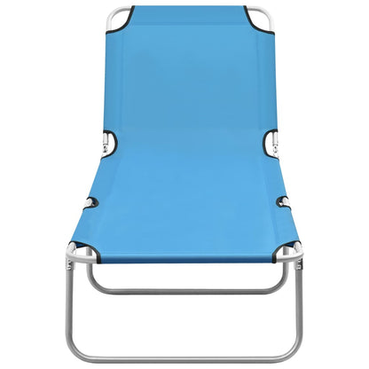Ligbed Inklapbaar Staal En Stof Turquoiseblauw turquoise blue