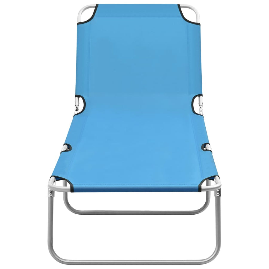Ligbed Inklapbaar Staal En Stof Turquoiseblauw turquoise blue