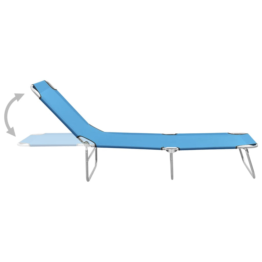 Ligbed Inklapbaar Staal En Stof Turquoiseblauw turquoise blue