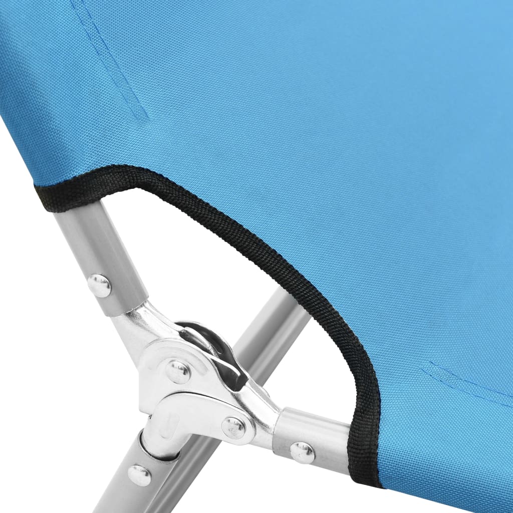 Ligbed Inklapbaar Staal En Stof Turquoiseblauw turquoise blue