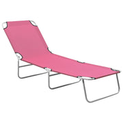 Ligbed inklapbaar staal stof roze 189x58x27 cm