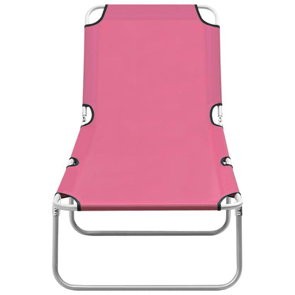 Ligbed Inklapbaar Staal En Stof Roze