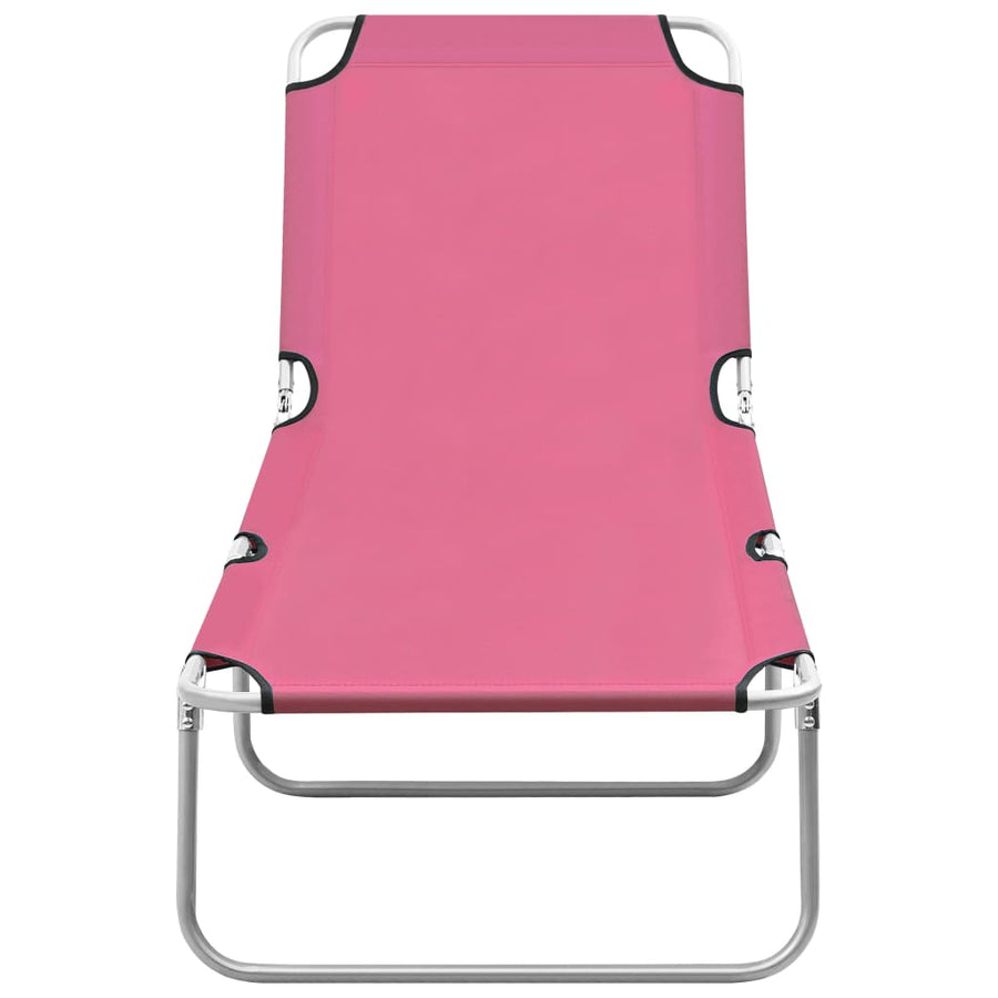 Ligbed Inklapbaar Staal En Stof Roze