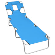 Ligbed inklapbaar met hoofdkussen staal turquoiseblauw 189x58x27 cm