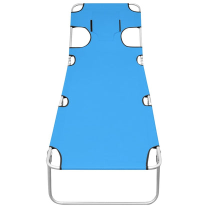 Ligbed inklapbaar met hoofdkussen staal turquoiseblauw