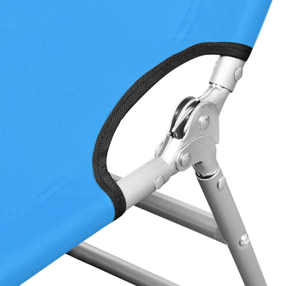 Ligbed inklapbaar met hoofdkussen staal turquoiseblauw
