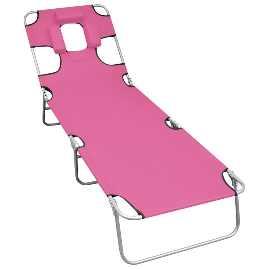 Ligbed Inklapbaar Met Hoofdkussen Staal Magenta magento pink