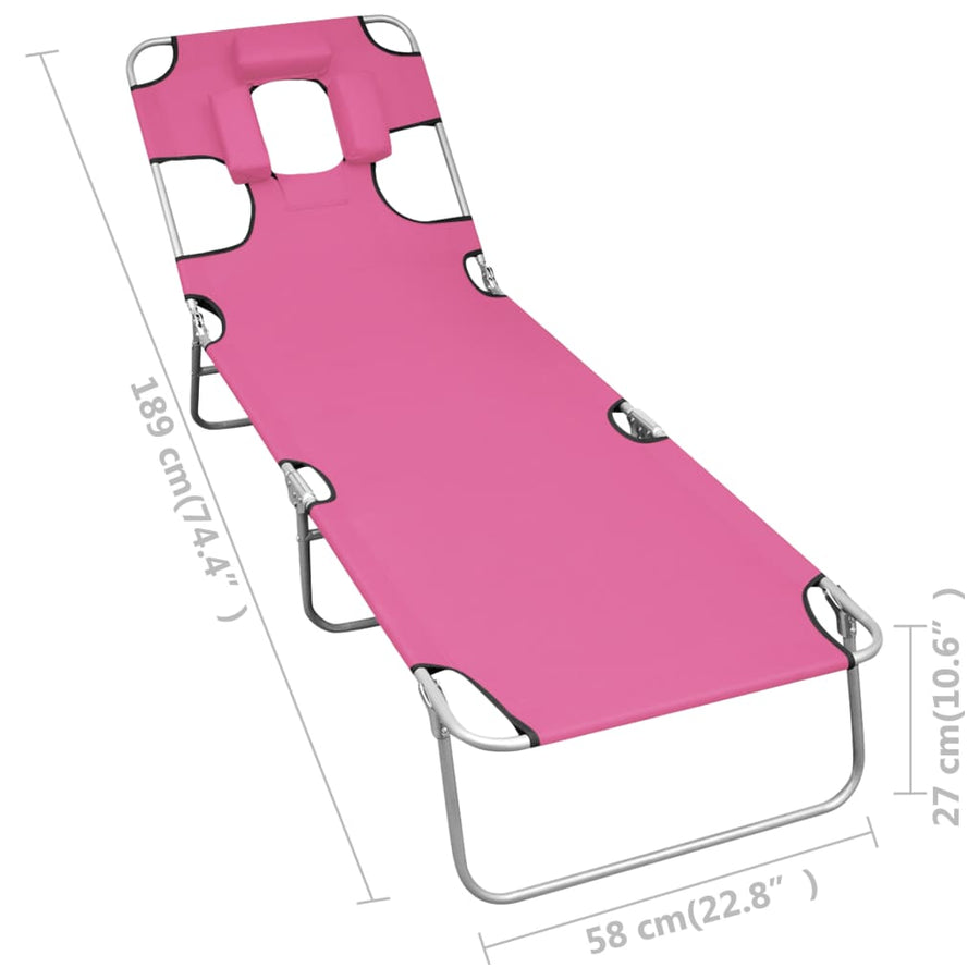 Ligbed Inklapbaar Met Hoofdkussen Staal Magenta magento pink