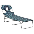Foldable sun lounger with headrest, leaf pattern, steel