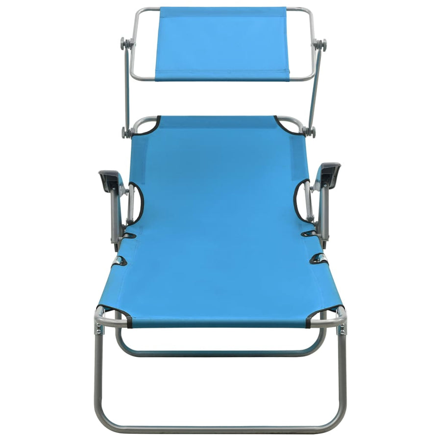 Ligbed Met Luifel Staal Staal Blauw