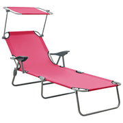 Ligbed staal roze met luifel