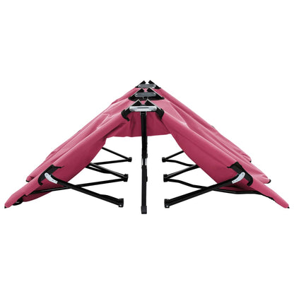 Ligbed 2-Persoons Inklapbaar Staal Roze