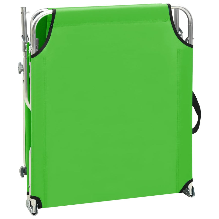 Ligbed Inklapbaar Met Luifel Aluminium Groen
