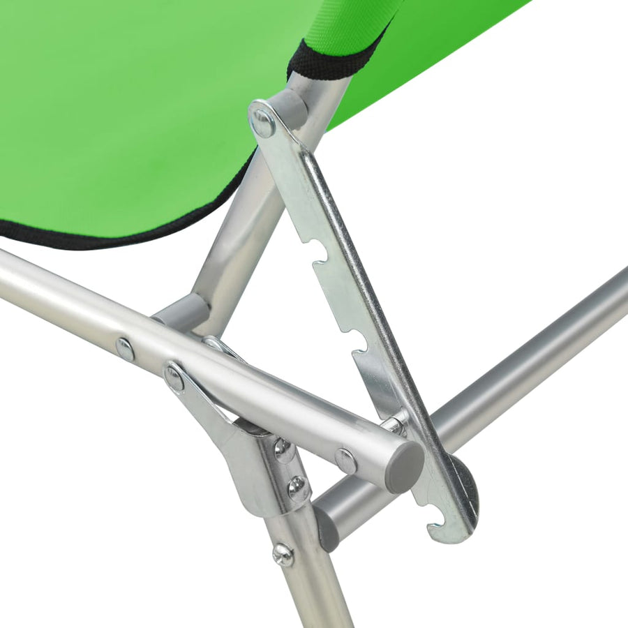 Ligbed Inklapbaar Met Luifel Aluminium Groen