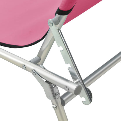 Ligbed Inklapbaar Met Luifel Aluminium Roze 1