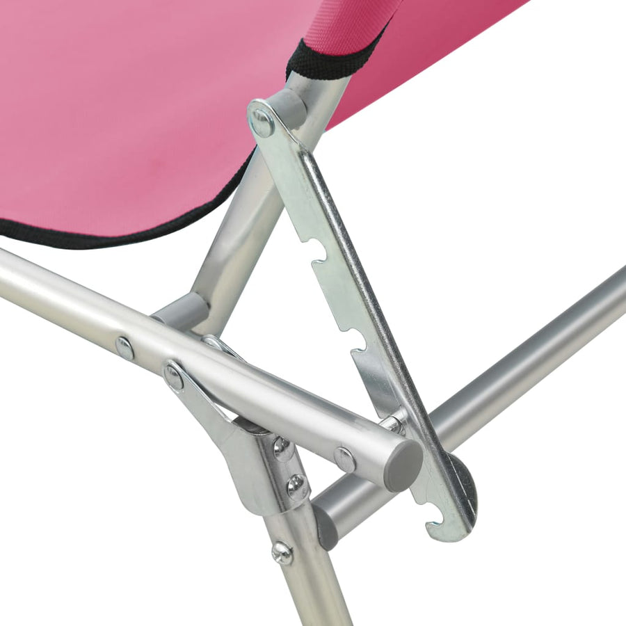 Ligbed Inklapbaar Met Luifel Aluminium Roze 1
