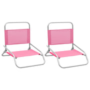 Strandstoelen 2 stuks inklapbaar roze stof