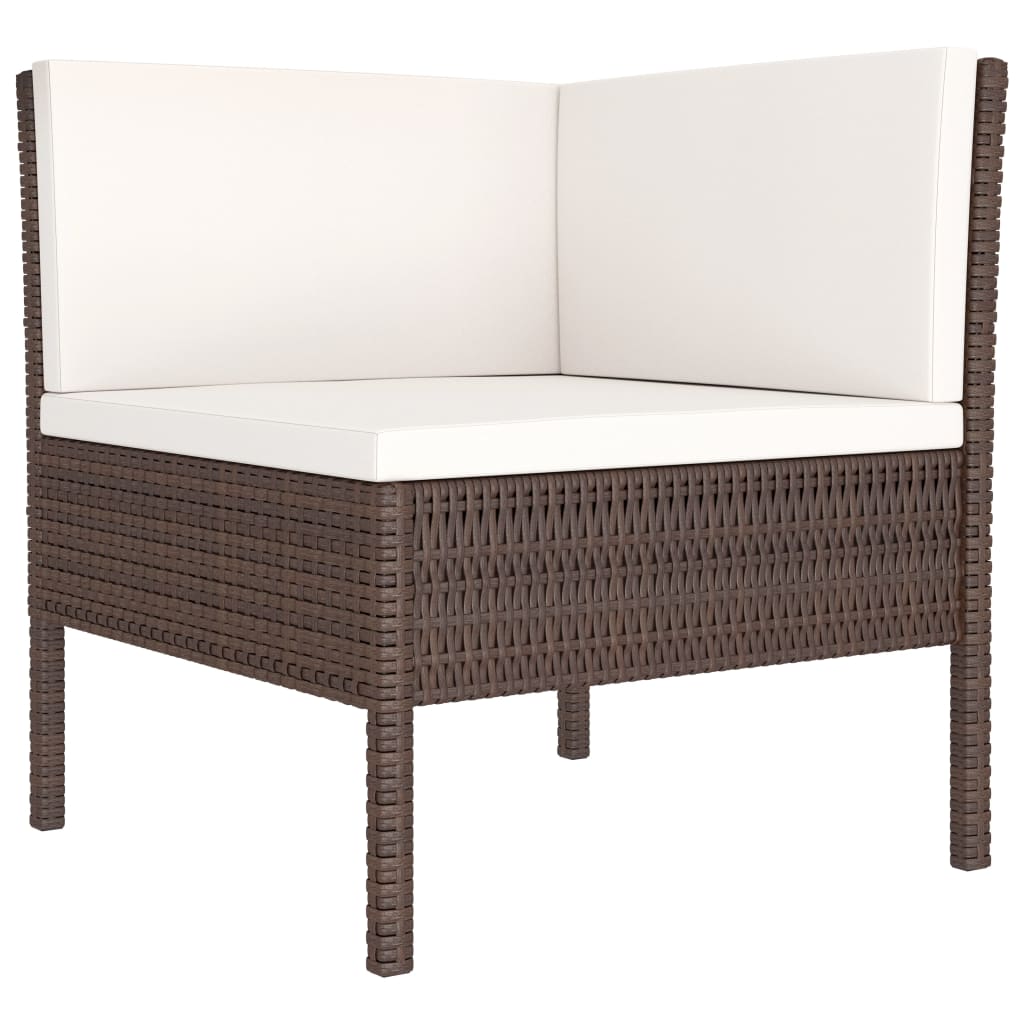 3-Delige Loungeset Met Kussens Poly Rattan Bruin