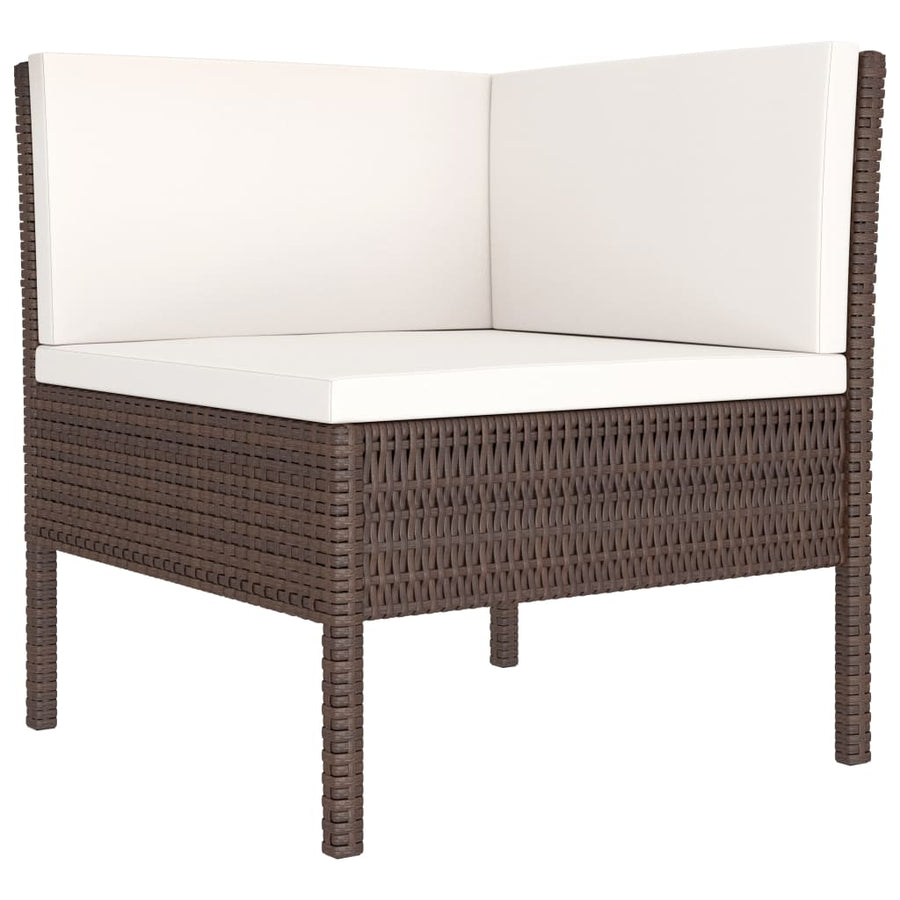 3-Delige Loungeset Met Kussens Poly Rattan Bruin