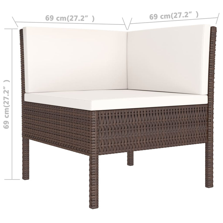 3-Delige Loungeset Met Kussens Poly Rattan Bruin