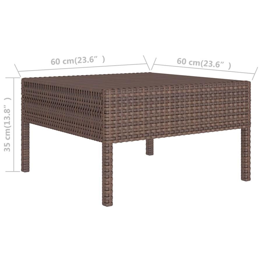 3-Delige Loungeset Met Kussens Poly Rattan Bruin