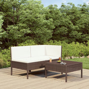 Loungeset 3-delig poly rattan bruin