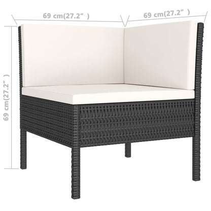 3-Delige Loungeset Met Kussens Poly Rattan Zwart en wit