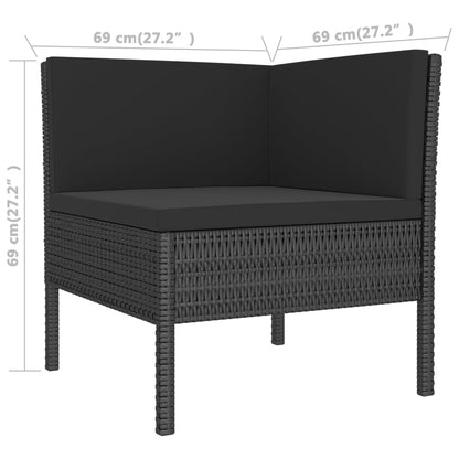 3-Delige Loungeset Met Kussens Poly Rattan Zwart
