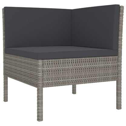 3-Delige Loungeset Met Kussens Poly Rattan Grijs