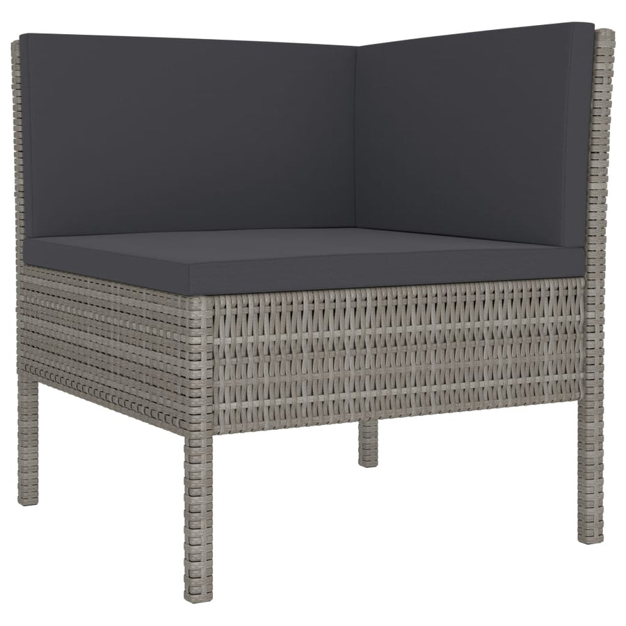 3-Delige Loungeset Met Kussens Poly Rattan Grijs