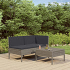 3-Delige Loungeset Met Kussens Poly Rattan Grijs