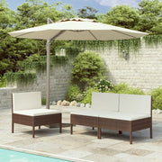 Tuinstoelen 3 stuks poly rattan bruin met kussens