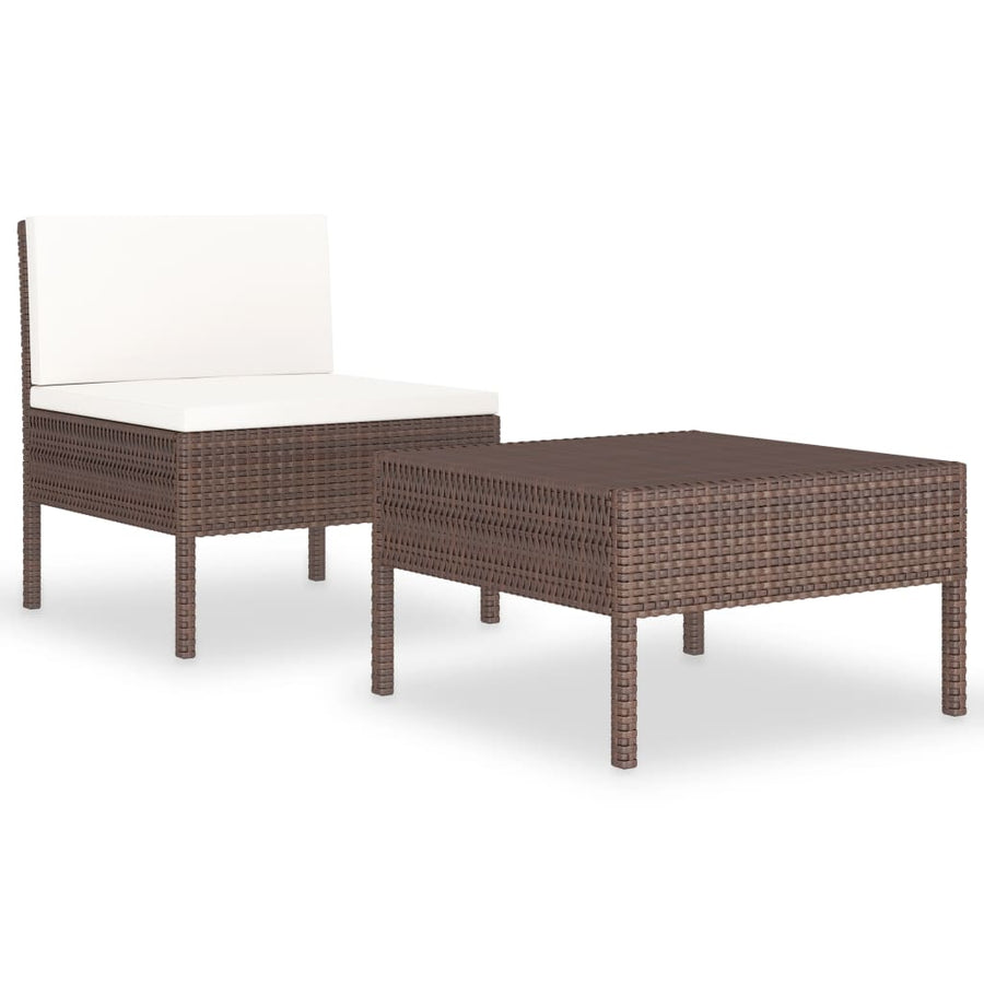 -Delige Loungeset Met Kussens Poly Rattan Bruin