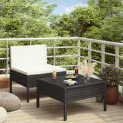 Loungeset 2-delig poly rattan zwart