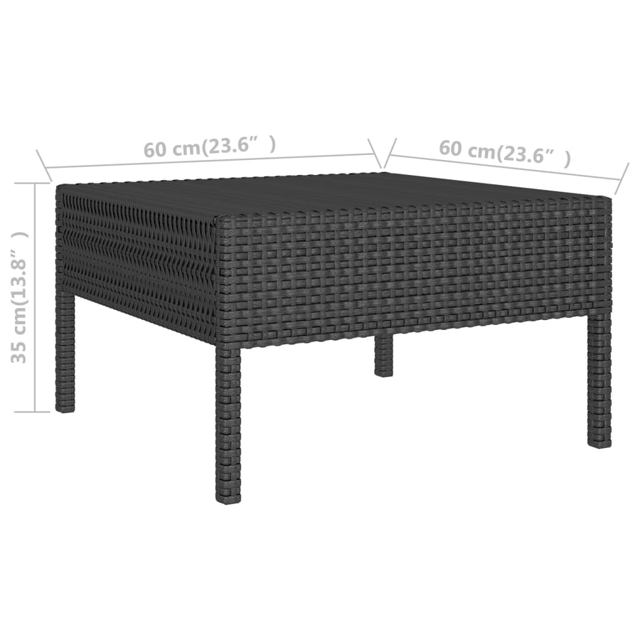 -Delige Loungeset Met Kussens Poly Rattan Zwart