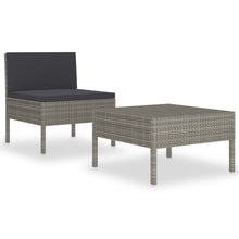 -Delige Loungeset Met Kussens Poly Rattan Grijs