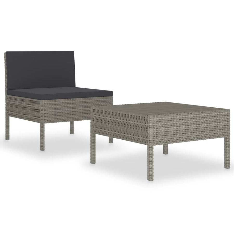 -Delige Loungeset Met Kussens Poly Rattan Grijs