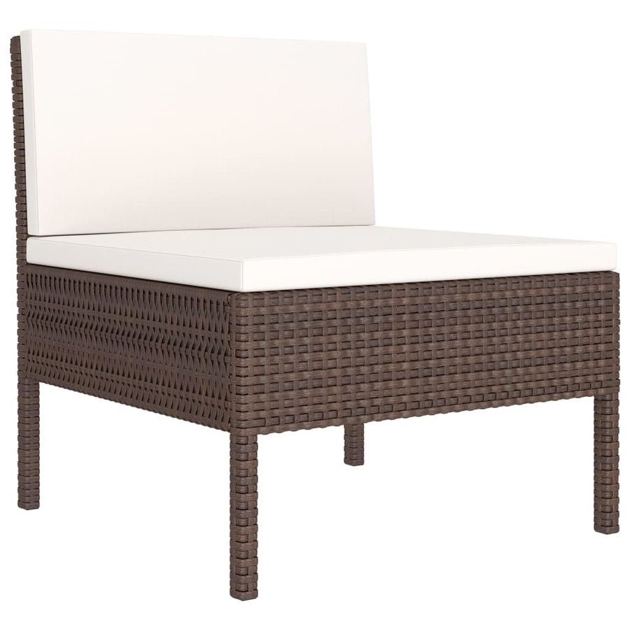 -Delige Loungeset Met Kussens Poly Rattan Bruin