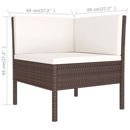 -Delige Loungeset Met Kussens Poly Rattan Bruin