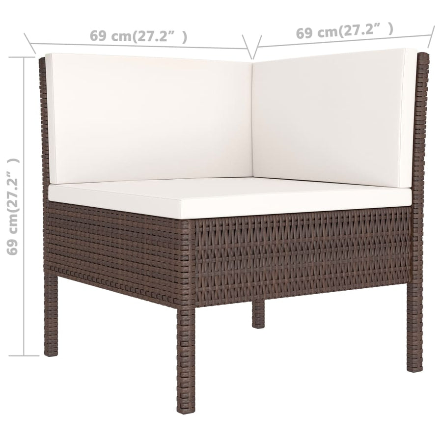 -Delige Loungeset Met Kussens Poly Rattan Bruin
