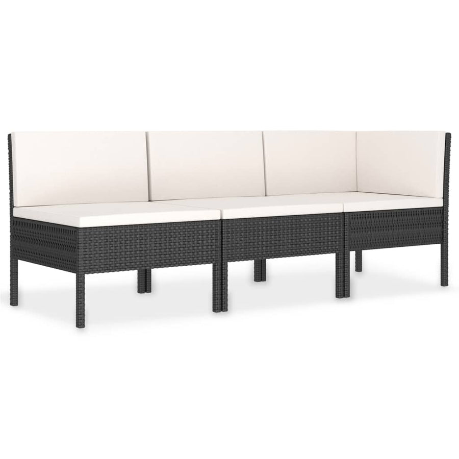 -Delige Loungeset Met Kussens Poly Rattan Zwart en wit