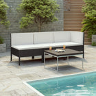 -Delige Loungeset Met Kussens Poly Rattan Zwart en wit