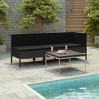 -Delige Loungeset Met Kussens Poly Rattan Zwart