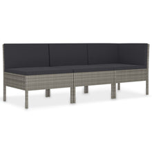 -Delige Loungeset Met Kussens Poly Rattan Grijs