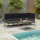 -Delige Loungeset Met Kussens Poly Rattan Grijs