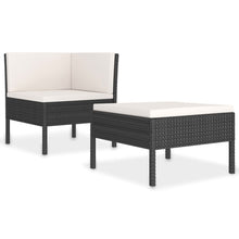 -Delige Loungeset Met Kussens Poly Rattan Zwart en wit