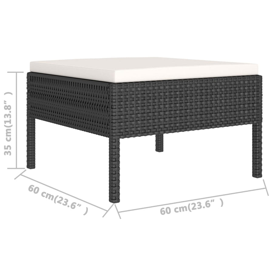 -Delige Loungeset Met Kussens Poly Rattan Zwart en wit