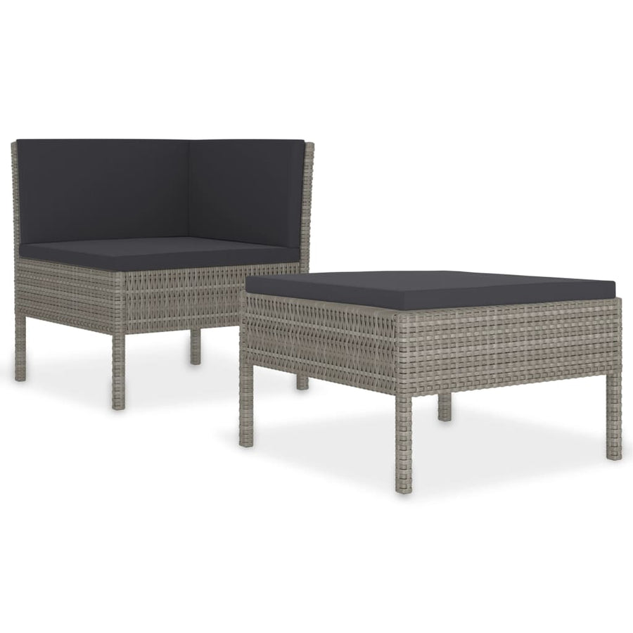-Delige Loungeset Met Kussens Poly Rattan Grijs en antraciet